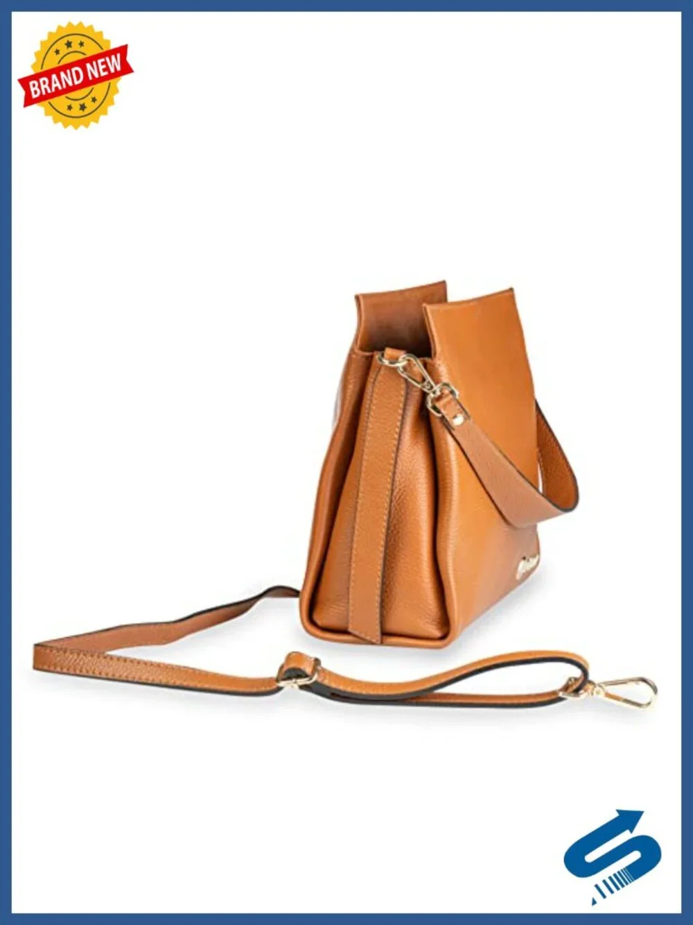 Italian Leather Tote Bag with Zipper Adjustable Strap, Medium